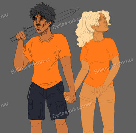 An unfinished Percabeth fanart sketch because I love them!